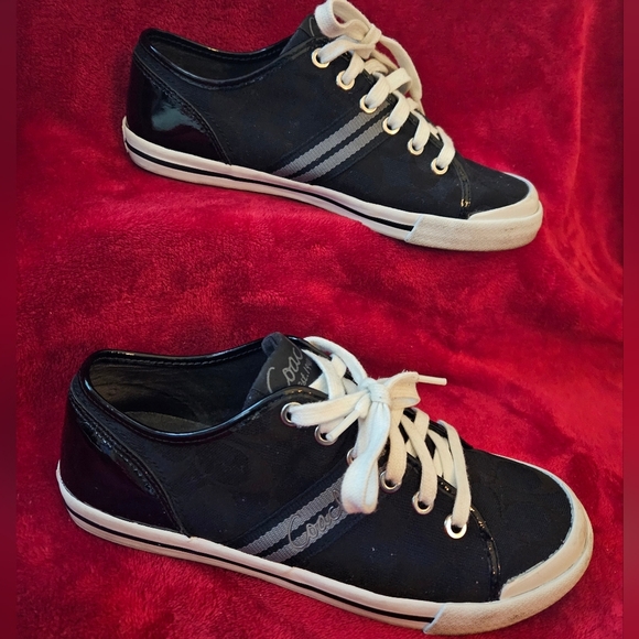 Coach Folly Black & White Sneakers/Athletic Shoes Signature Fabric-Size 7.5 - Picture 3 of 11